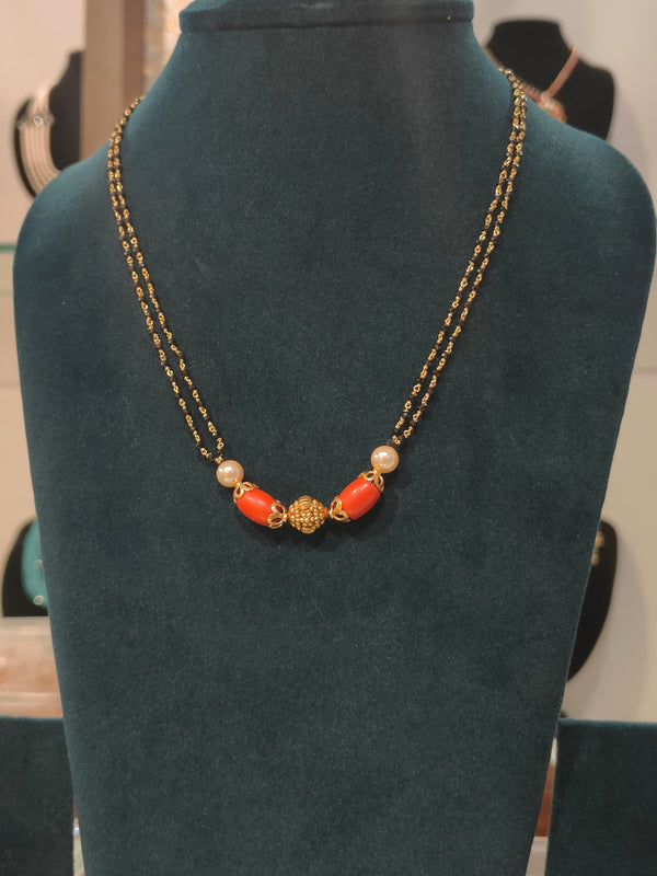Coral Black Beads