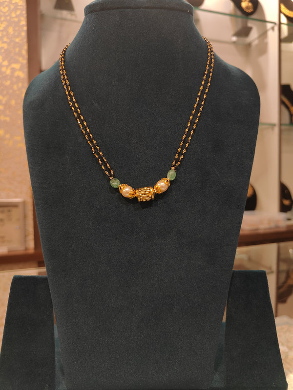 Silver Ball Pearl Black Beads