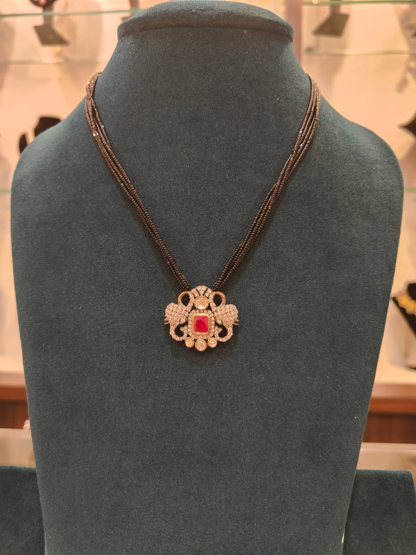 Victorian pendant with black beads