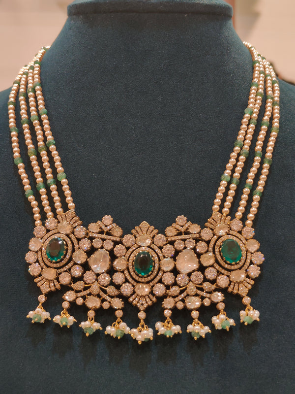 Victorian Emerald Pendant With Pearls