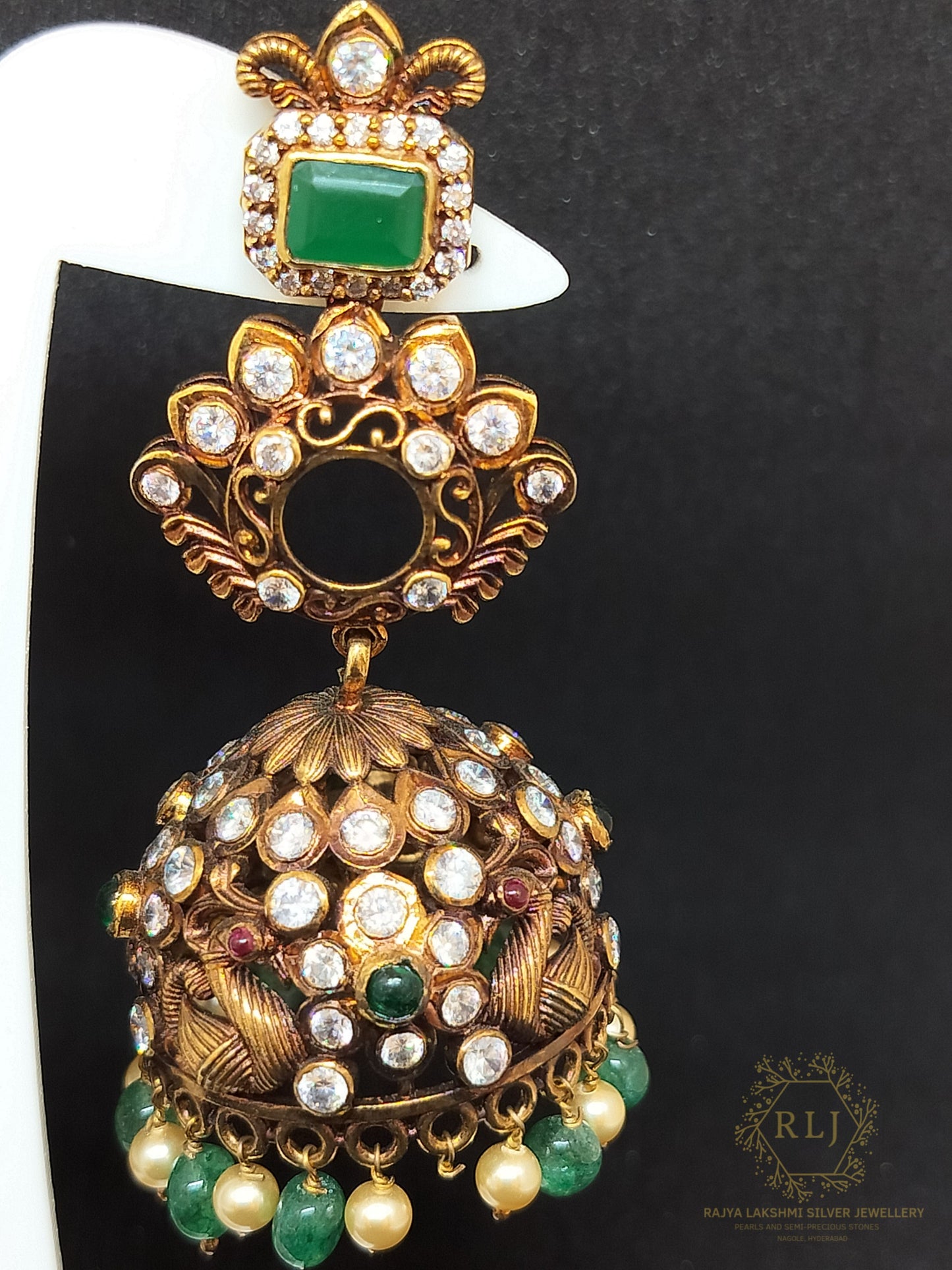 Victorian Emerald Pearl Big Jhumka