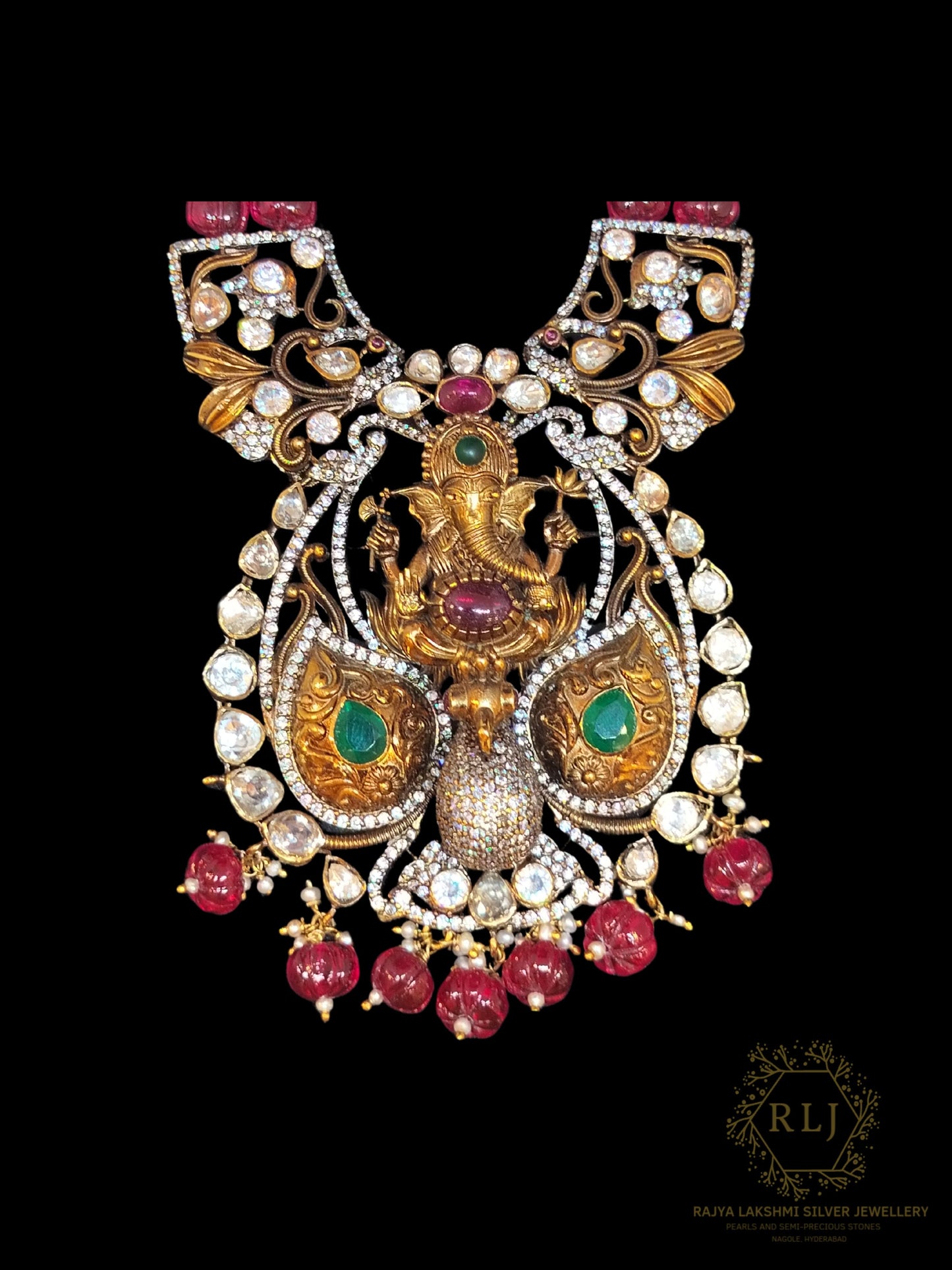 Victorian Ganesh Peacock Ruby