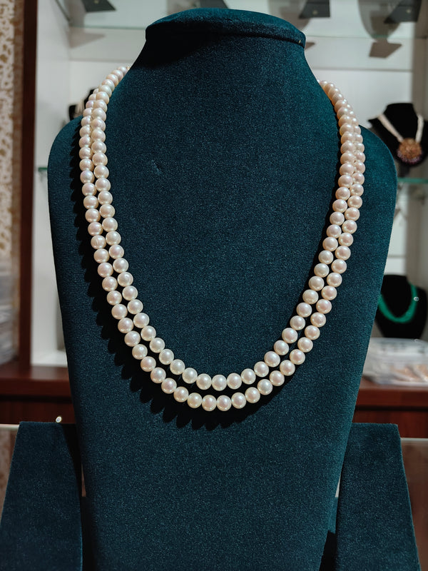 Round White Pearls 2Lines