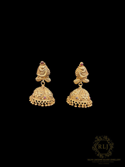 Silver Peacock Flower Jhumka