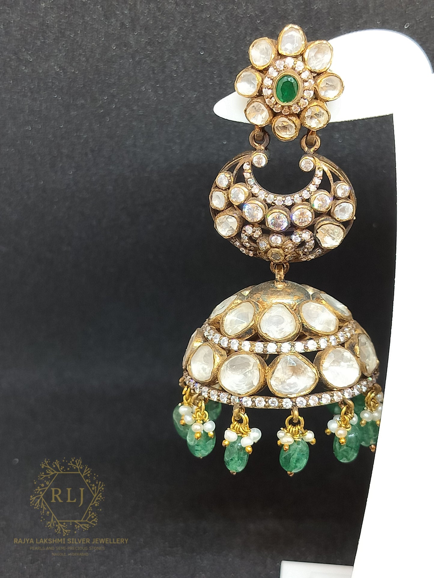 Victorian Round Emerald Jhumka Big