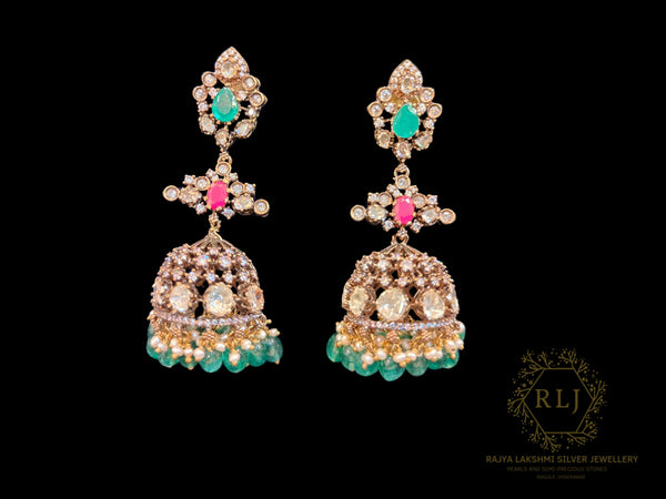 Victorian Emerald Ruby Jhumka Big