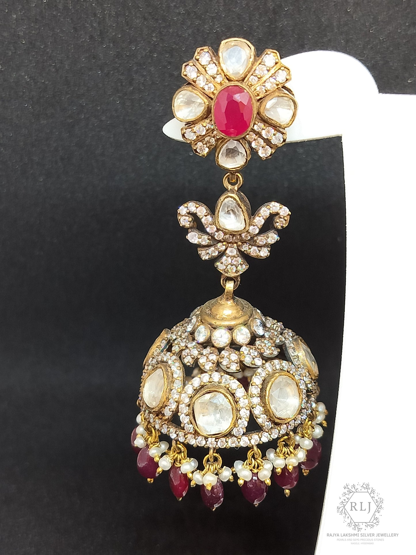 Victorian Round Ruby Jhumka Big