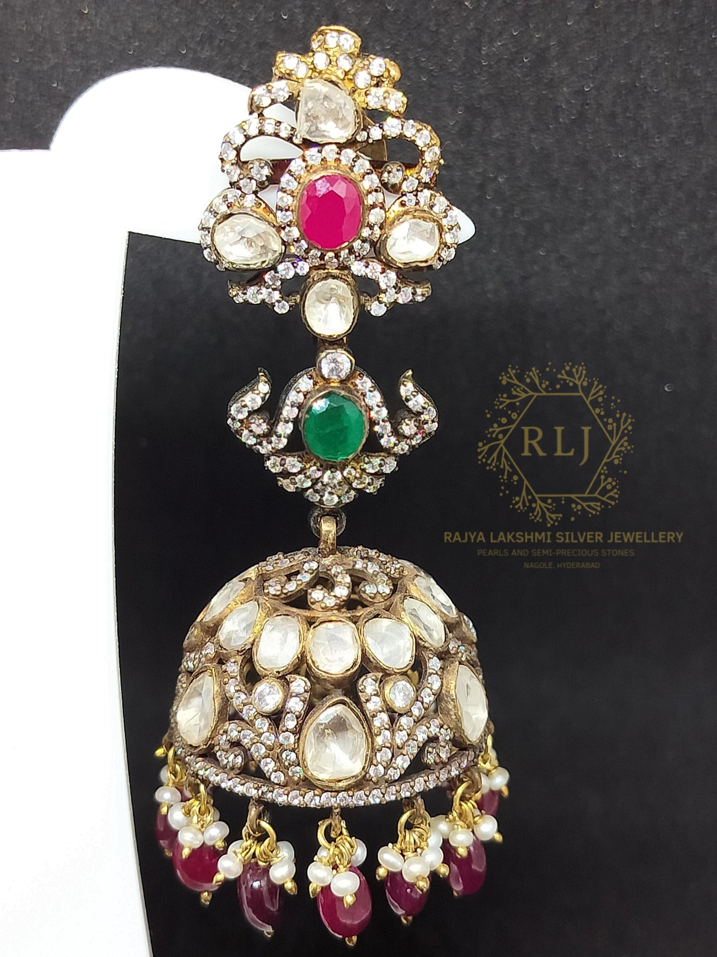 Victorian Ruby Emerald Jhumka Big