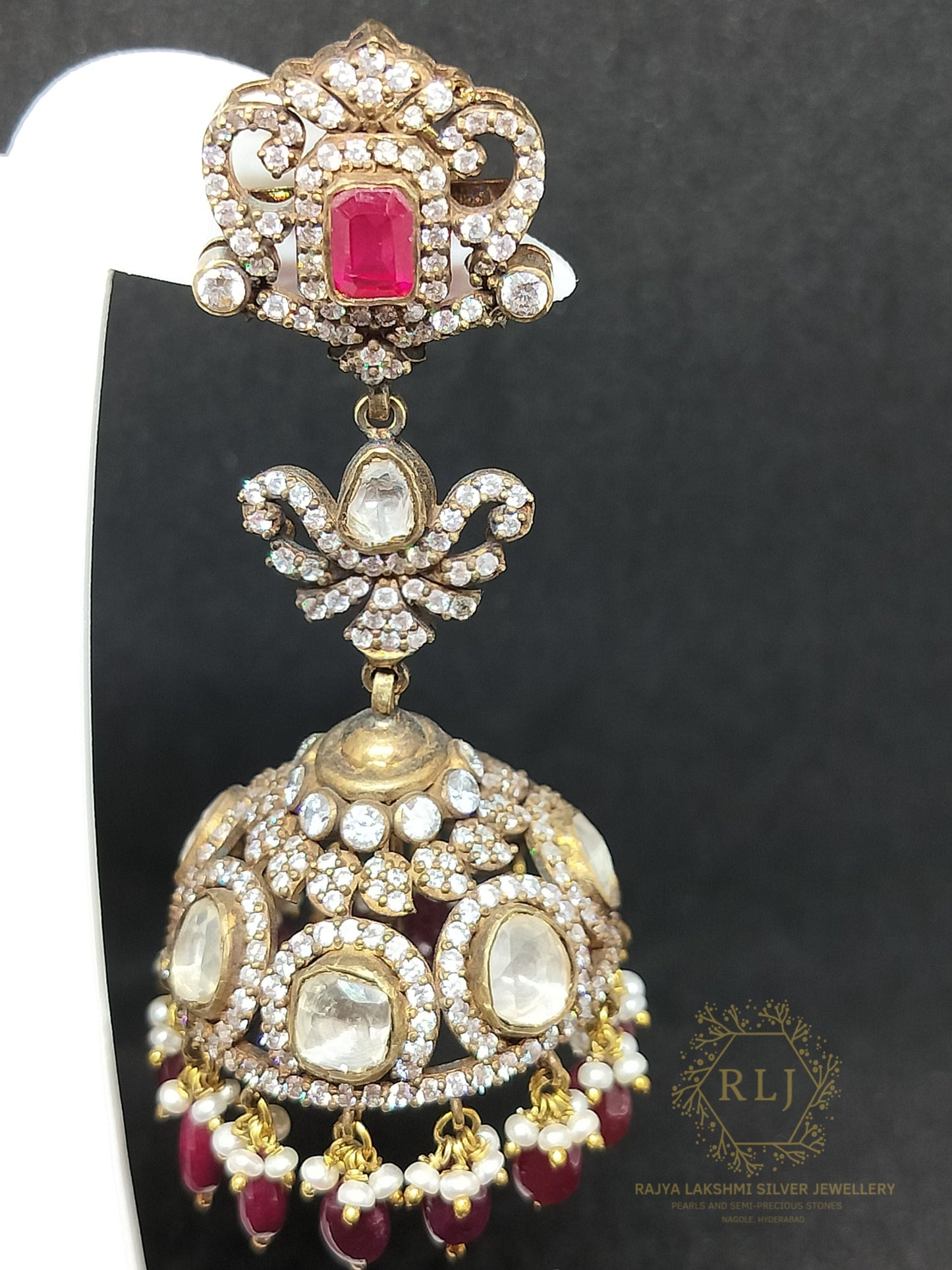 Victorian Ruby Jhumka Big